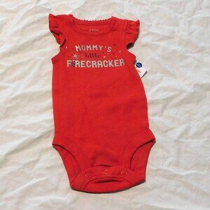 Baby Girl One Piece 4th of July Mommy Firecracker USA Patriotic 12 Months NWT
